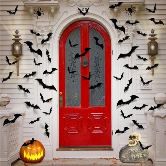 100pcs 3D PVC Bats Wall Decor Halloween Party Decorations - Picture 6 of 7
